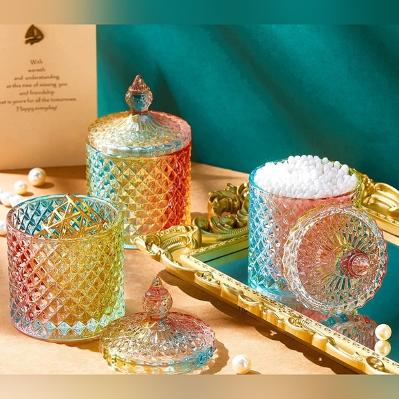 Beautiful Crystal Colorful Jar with lid. BRAND NEW 💎 - Picture 2 of 8